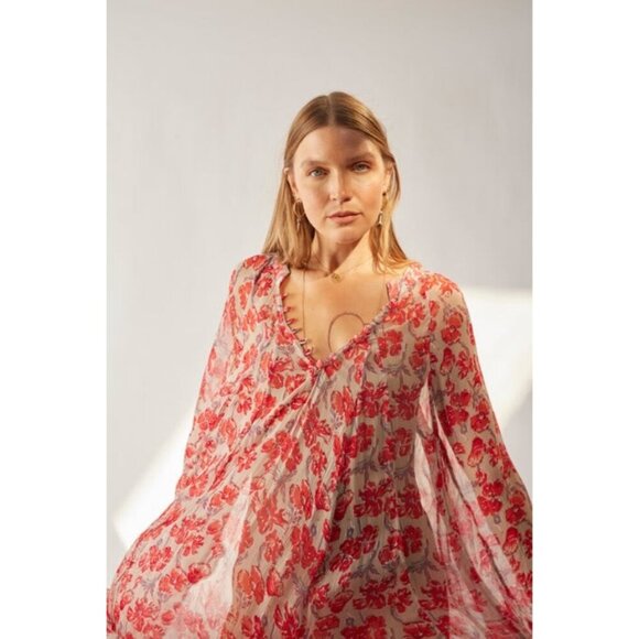 💕NATALIE MARTIN💕 Fiore Maxi Dress ~ Chiffon Watercolor Dove Medium M NWT - Picture 4 of 16